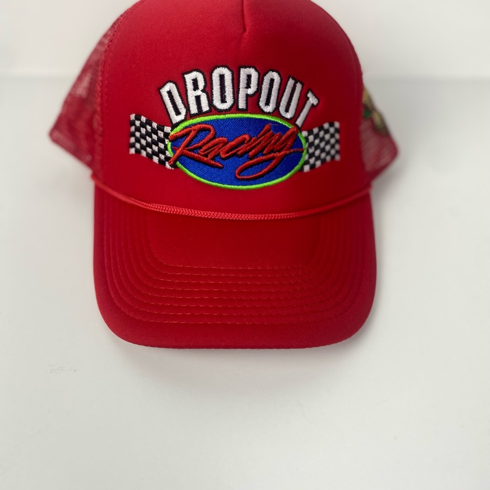 Drop Out Racing Logo Snapback Hat – Red Adjustable